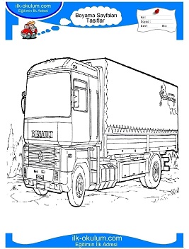 Çocuklar İçin Tır Boyama Sayfaları 